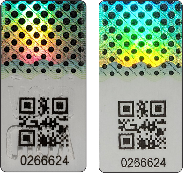 Paper label with intaglio printing and numbering (hologram version)